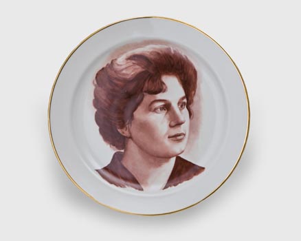 Decorative dish with a portrait of space-pilot Valentina Tereshkova
