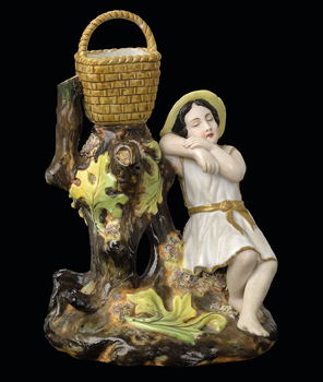 Pastoral Figure of a Little Girl with Basket